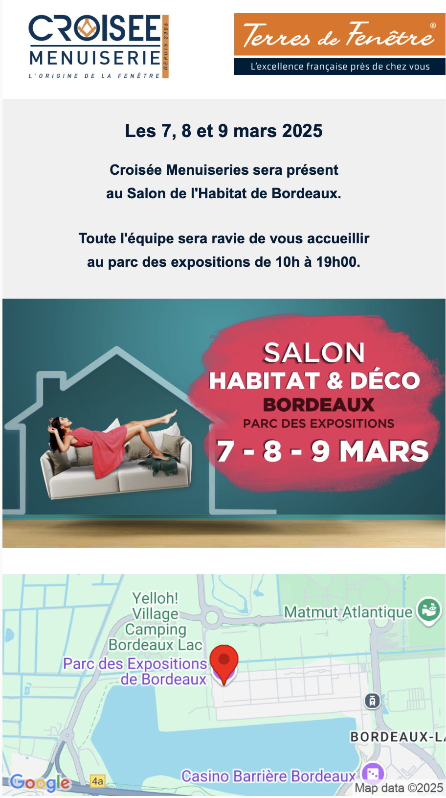 Croisée Menuiseries sera présent au Salon de l’Habitat de Bordeaux.
